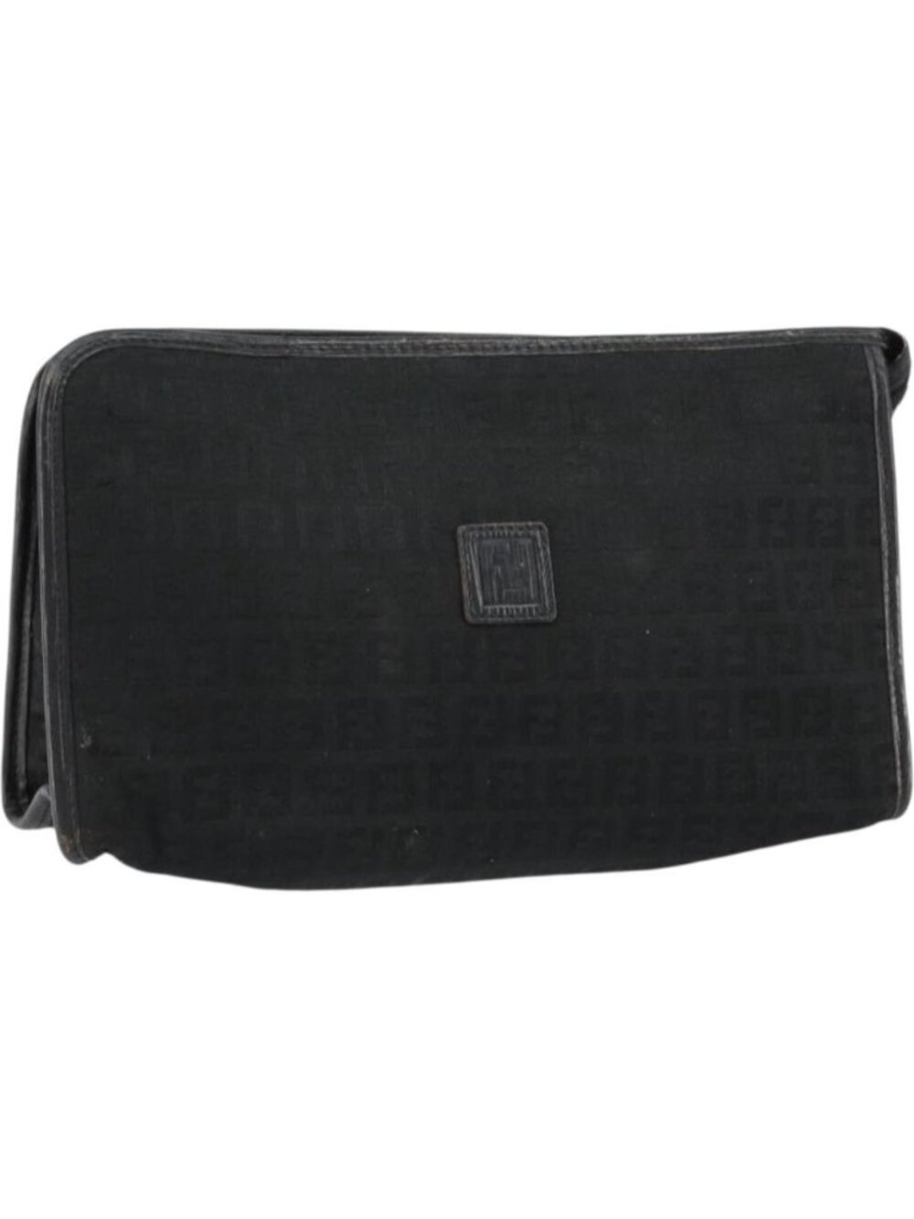 FENDI Zucchino Canvas Clutch Bag Black